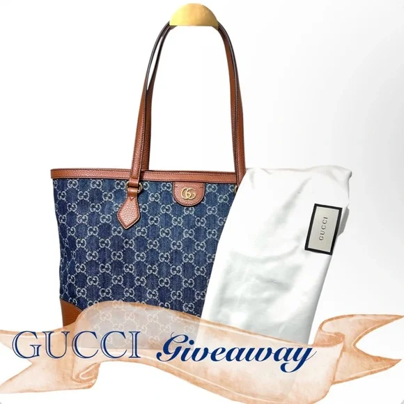 🪩🌸GIVEAWAY🌸🪩 ‼️READ ENTIRE LISTING‼️NWT Gucci Ophidia GG Denim Tote W/$2,250 - Picture 1 of 16